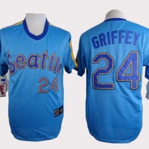 Mariners #24 Ken Griffey Light Blue Cooperstown Throwback Stitched Jersey