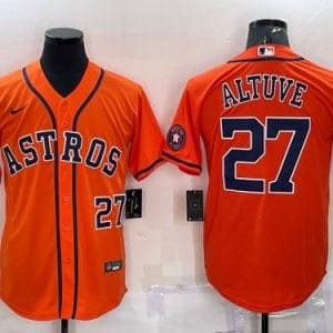 Houston Astros #27 Jose Altuve Orange With Patch Cool Base Stitched Jersey