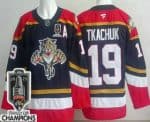 Florida Panthers #19 Matthew Tkachuk Navy 2025 Stanley Cup Champions Authentic Jersey
