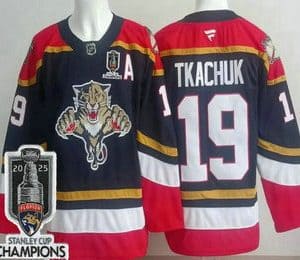 Florida Panthers #19 Matthew Tkachuk Navy 2025 Stanley Cup Champions Authentic Jersey