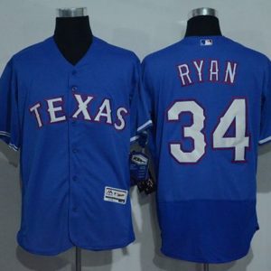 Rangers #34 Nolan Ryan Blue Flexbase Authentic Collection Stitched Jersey