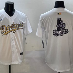 Los Angeles Dodgers Team Big Logo White 2025 Gold Collection Limited Stitched Jersey