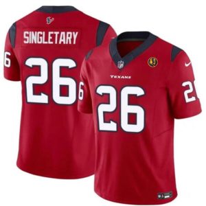 Houston Texans #26 Devin Singletary Red 2023 F.U.S.E. With John Madden Patch Vapor Limited Stitched Jersey