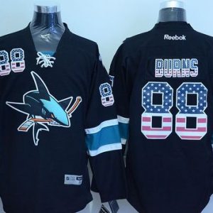 Sharks #88 Brent Burns Black USA Flag Fashion Stitched Jersey