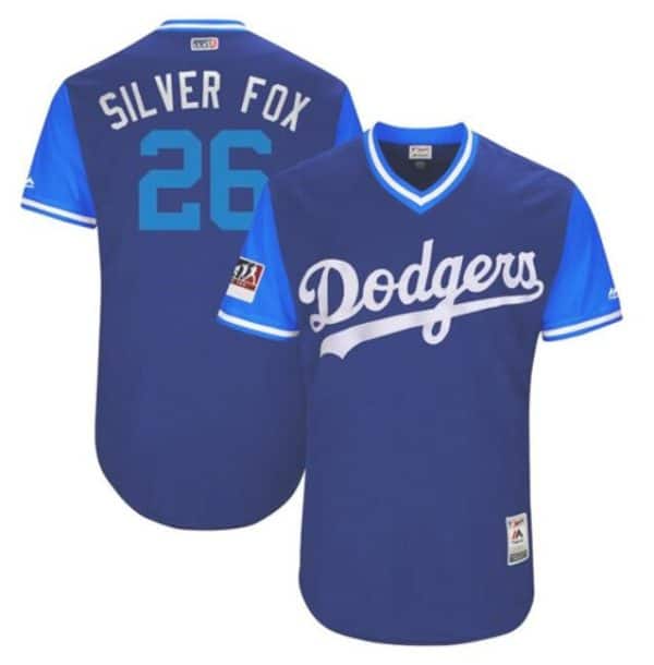 Los Angeles Dodgers #26 Chase Utley "Silver Fox" Majestic Royal Players Weekend Authentic Stitched Jersey