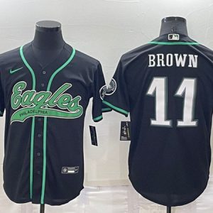 Philadelphia Eagles #11 A. J. Brown Black Cool Base Stitched Baseball Jersey