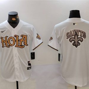 New Orleans Saints Team Big Logo White Cool Base Stitched Jersey