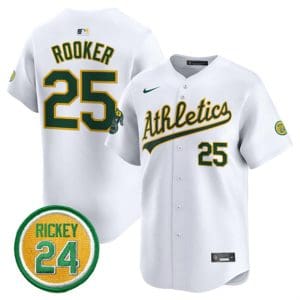 Oakland Athletics #25 Brent Rooker White 2024 Home Limited With Rickey Henderson Patch Stitched Jersey