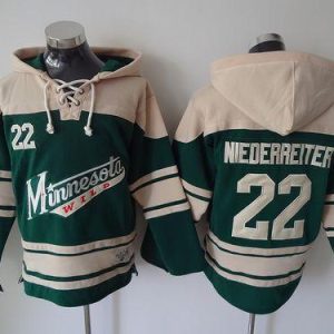 Wild #22 Nino Niederreiter Green Sawyer Hooded Sweatshirt Stitched Jersey