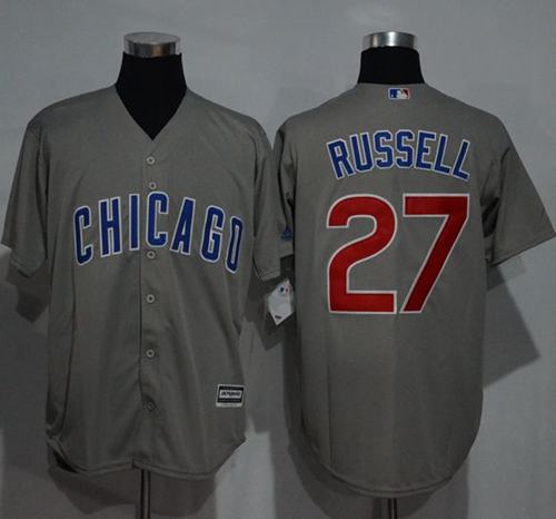 Cubs #27 Addison Russell Grey New Cool Base Stitched Jersey