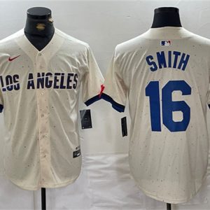 Los Angeles Dodgers #16 Will Smith Cream Stitched Jersey