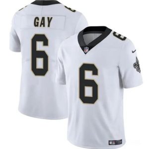 New Orleans Saints #6 Willie Gay White Vapor Limited Stitched Jersey