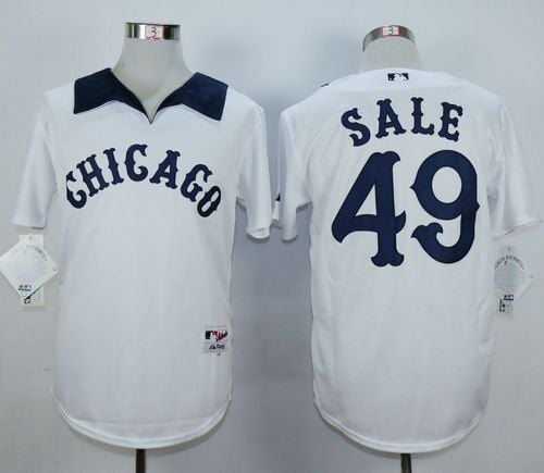 White Sox #49 Chris Sale White 1976 Turn Back The Clock Stitched Jersey
