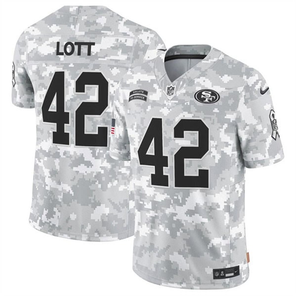 San Francisco 49ers #42 Ronnie Lott 2024 F.U.S.E. Arctic Camo Salute To Service Limited Stitched Jersey