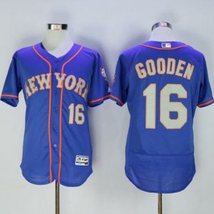 Mets #16 Dwight Gooden Blue(Grey NO.) Flexbase Authentic Collection Stitched Jersey