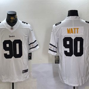 Pittsburgh Steelers #90 T.J. Watt White 2019 Team Logo Cool Edition Stitched Jersey
