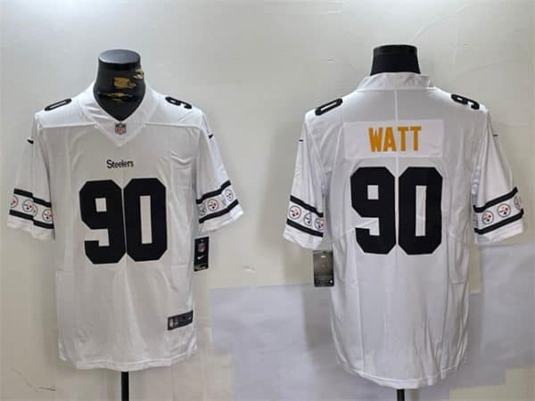 Pittsburgh Steelers #90 T.J. Watt White 2019 Team Logo Cool Edition Stitched Jersey