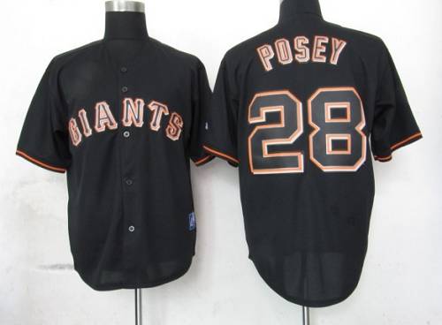 Giants #28 Buster Posey Black Fashion Stitched Jersey