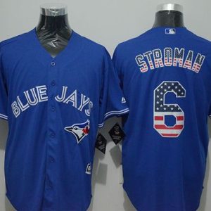 Blue Jays #6 Marcus Stroman Blue USA Flag Fashion Stitched Jersey