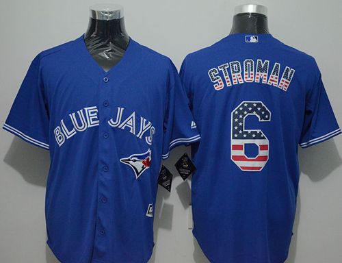 Blue Jays #6 Marcus Stroman Blue USA Flag Fashion Stitched Jersey