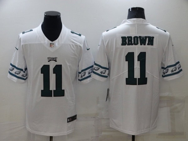Philadelphia Eagles #11 A. J. Brown White Team Logo Cool Edition Stitched Jersey