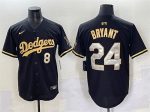 Los Angeles Dodgers Front #8 Back #24 Kobe Bryant Black Gold Limited Stitched Jersey