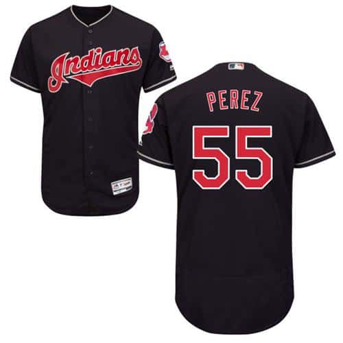 Indians #55 Roberto Perez Navy Blue Flexbase Authentic Collection Stitched Jersey