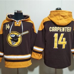 San Diego Padres #14 Matt Carpenter Brown Gold Ageless Must-Have Lace-Up Pullover Hoodie