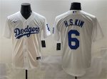 Los Angeles Dodgers #6 H.S.Kim White Cool Base Stitched Jersey