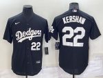 Los Angeles Dodgers #22 Clayton Kershaw Black Cool Base Stitched Baseball Jersey