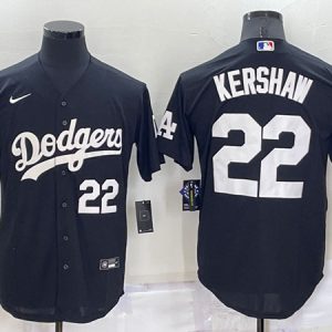 Los Angeles Dodgers #22 Clayton Kershaw Black Cool Base Stitched Baseball Jersey