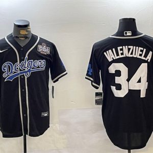 Los Angeles Dodgers #34 Toro Valenzuela Black 2024 World Series Cool Base Stitched Jersey