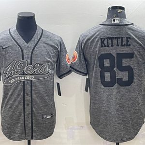 San Francisco 49ers #85 George Kittle Gray With Patch Cool Base Stitched Baseball Jersey