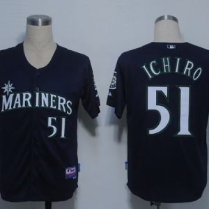 Mariners #51 Ichiro Suzuki Navy Blue Cool Base Stitched Jersey