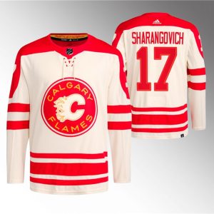 Calgary Flames #17 Yegor Sharangovich 2023 Cream Classic Primegreen Stitched Jersey