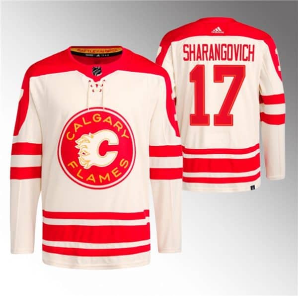 Calgary Flames #17 Yegor Sharangovich 2023 Cream Classic Primegreen Stitched Jersey