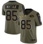 San Francisco 49ers #85 George Kittle 2021 Olive Camo Salute To Service Golden Limited Stitched Jersey