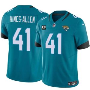 Jacksonville Jaguars #41 Josh Hines-Allen Teal With 4-Star C Patch Vapor Untouchable Limited Stitched Jersey