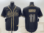 Philadelphia Eagles #11 A. J. Brown Black Gold With Patch Cool Base Stitched Baseball Jersey