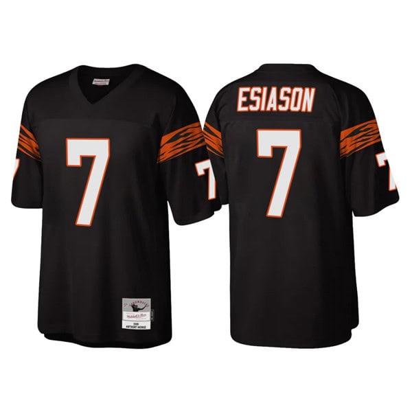 Cincinnati Bengals #7 Boomer Esiason Black Throwback Legacy Stitched Jersey
