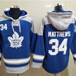 Toronto Maple Leafs #34 Auston Matthews Blue Ageless Must-Have Lace-Up Pullover Hoodie