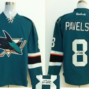 Sharks #8 Joe Pavelski Teal Autographed Stitched Jersey