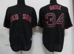 Red Sox #34 David Ortiz Black Fashion Stitched Jersey