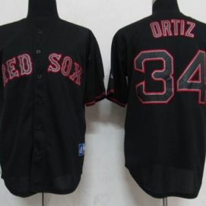Red Sox #34 David Ortiz Black Fashion Stitched Jersey