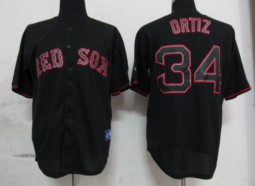 Red Sox #34 David Ortiz Black Fashion Stitched Jersey