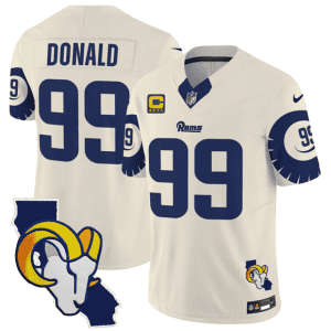 Los Angeles Rams #99 Aaron Donald Bone 2025 4-Star C Patch F.U.S.E. V2 Limited Stitched Jersey