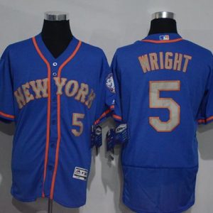 Mets #5 David Wright Blue(Grey NO.) Flexbase Authentic Collection Stitched Jersey