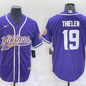 Minnesota Vikings #19 Adam Thielen Purple With Patch Cool Base Stitched Baseball Jersey
