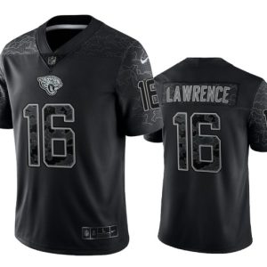 Jacksonville Jaguars #16 Trevor Lawrence Black Reflective Limited Stitched Jersey