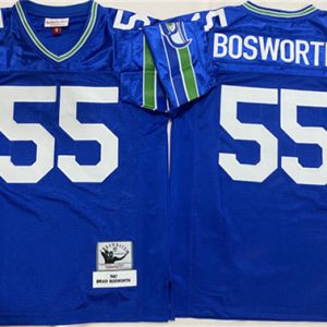 Seattle Seahawks #55 Brian Bosworth Royal Throwback Football Stitched Jersey